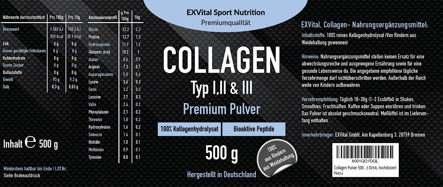Collageen Poeder 500 gram, Bioactief Collageen Hydrolysaat